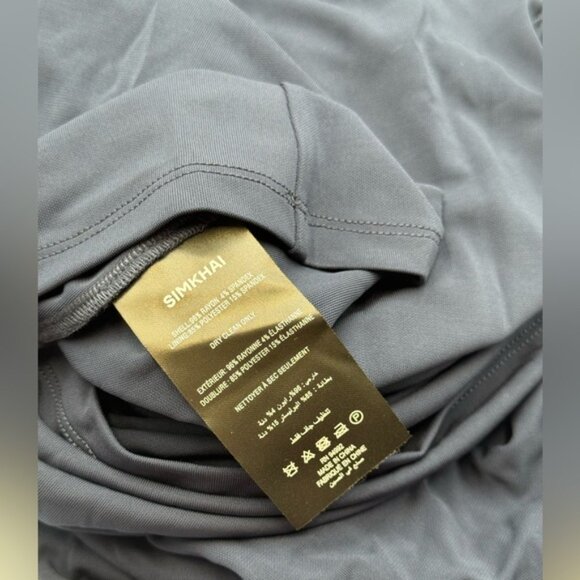 🆕 SIMKHAI 🧿 NWOT Emma Draped Jersey Bustier Midi Dress, Midnight Blue Sz US 4 - Picture 15 of 16